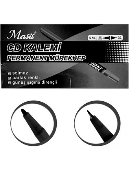 Masis Asetat Kalemi Çift Taraflı Siyah Cd2-S
