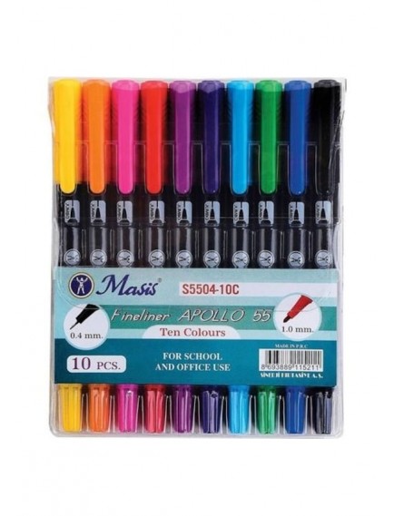 Masis Fineliner Apollo 55 İki Uçlu Kalem 10Lu 
