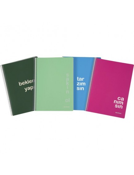 Mopak 96 Yaprak A4 Spiralli Karton Kapak Kareli Defter