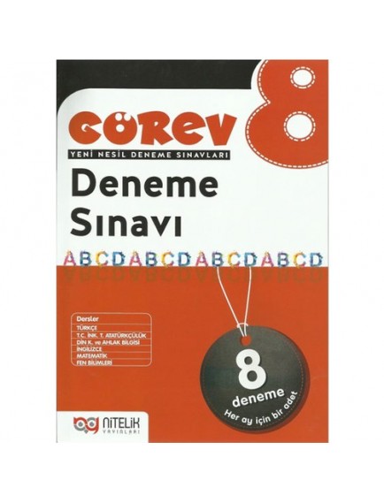 Nitelik Yayınları 8. Sınıf Görev 8'Li Deneme Sınavı