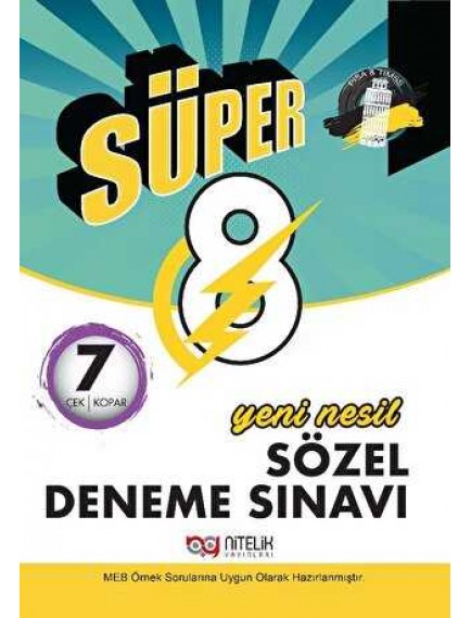 Nitelik Yayınları 8. Sınıf Süper 7 Yeni Nesil Sözel Deneme