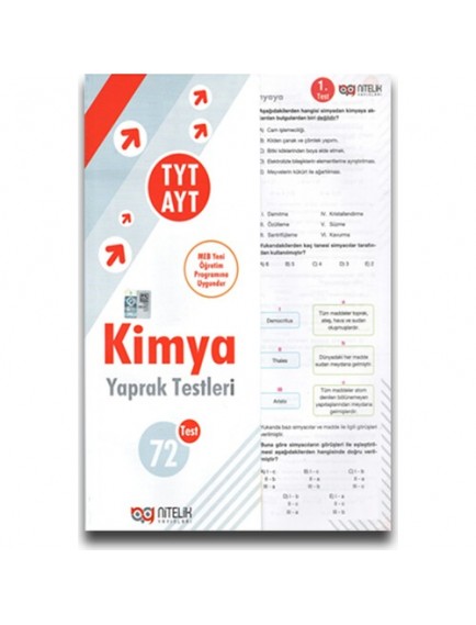 Nitelik Yayınları TYT-AYT Kimya Yaprak Testleri