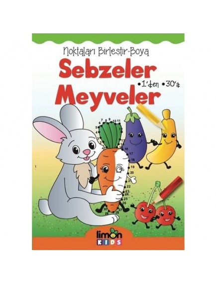 Noktaları Birleştir Sebzeler Meyveler  - Limon Kids Yayınları