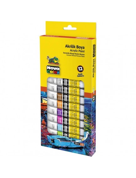 Nova Color Tüp Akrilik Boya 12 Renk 12 X 12 Ml
