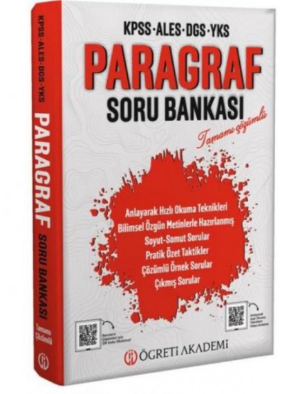 Öğreti Akademi Yayınları Kpss Ales Dgs Yks Paragraf Soru Bankası