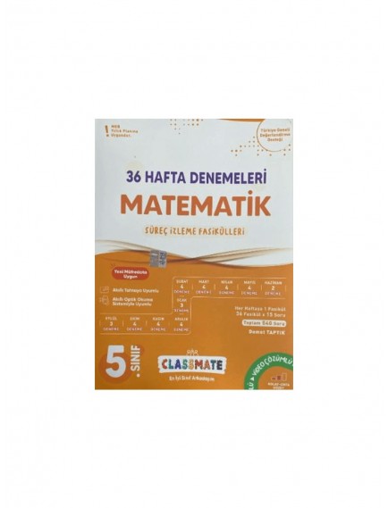 Okyanus Yayınları 5. Sınıf Matematik Classmate 36 Hafta Denemeleri