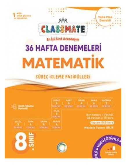 Okyanus Yayınları 8. Sınıf Matematik Classmate 36 Hafta Denemeleri