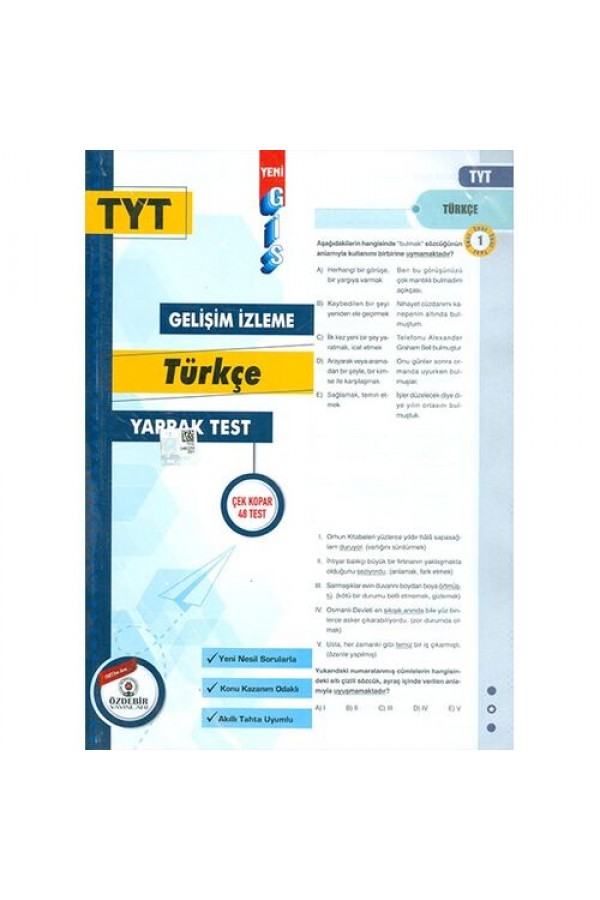 Özdebir Yayınları Tyt Türkçe Gelişim İzleme Yaprak Test