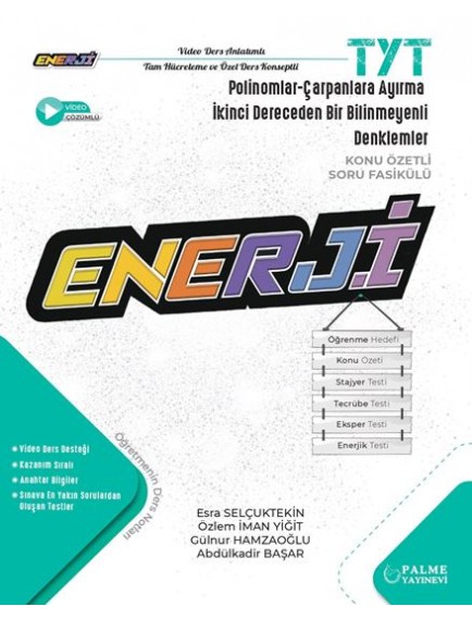 Palme Yayınları Tyt Enerji Polinomlar -Çarpanlara Ayırma -2. Dereceden Bir Bilinmeyen Denklemler Konu Özetli Soru Fasikülü