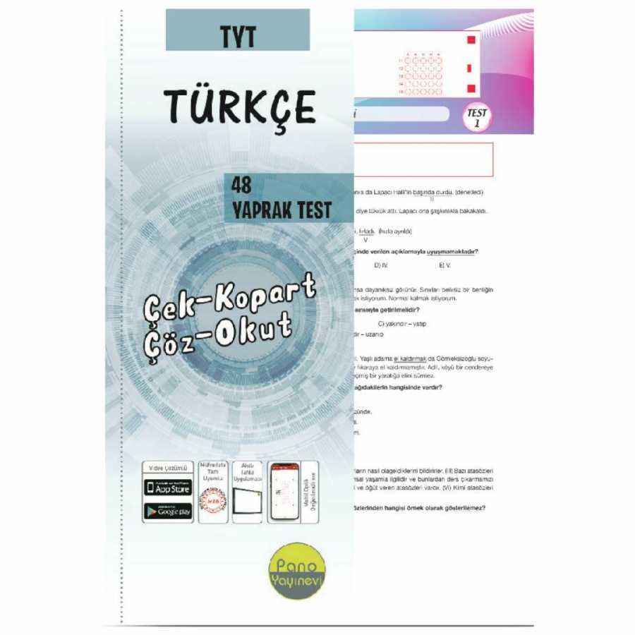 Pano Yayınları Tyt Türkçe Yaprak Test