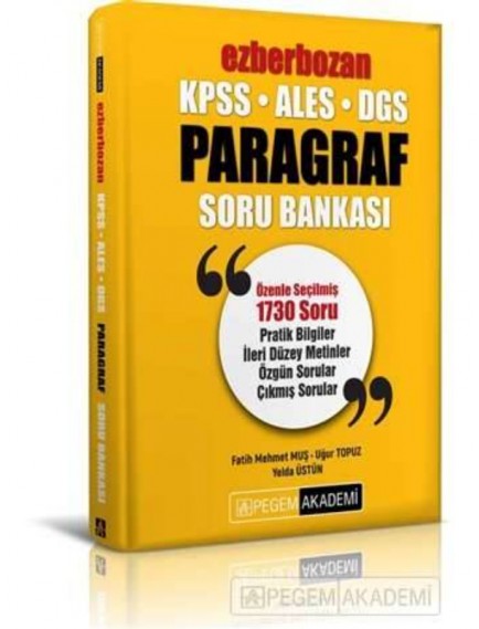 Pegem Akademi Yayınları Kpss Ales Dgs Ezberbozan Paragraf Soru Bankası
