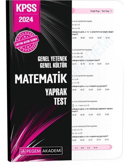 Pegem Akademi Yayınları Kpss Genel Yetenek Genel Kültür Matematik Yaprak Test 