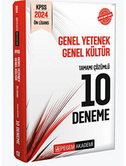 Pegem Akademi Yayınları Kpss Genel Yetenek Genel Kültür Önlisans Tamamı Çözümlü 10 Deneme 