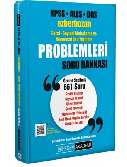 Pegem Yayınları Kpss Ales Dgs Ezberbozan Sözel-Sayısal Muhakeme Ve Mantıksal Akıl Yürütme Problemleri Soru Bankasım