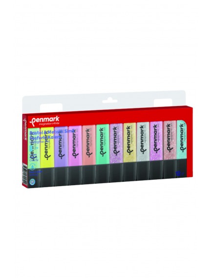 Penmark Fosforlu Kalem 12 Li Renk 6 Pastel + 6 Simli Hs 505 12Ps