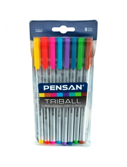 Pensan Tükenmez Trıball 1Mm Renkli 8 Li Set 01003