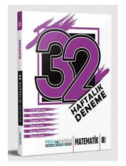 Pruva Yayınları 8. Sınıf Matematik 32 Hafta Denemeleri