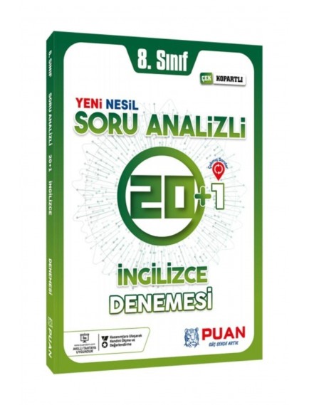 Puan Yayınları 8. Sınıf İngilizce 20+1 Denemesi