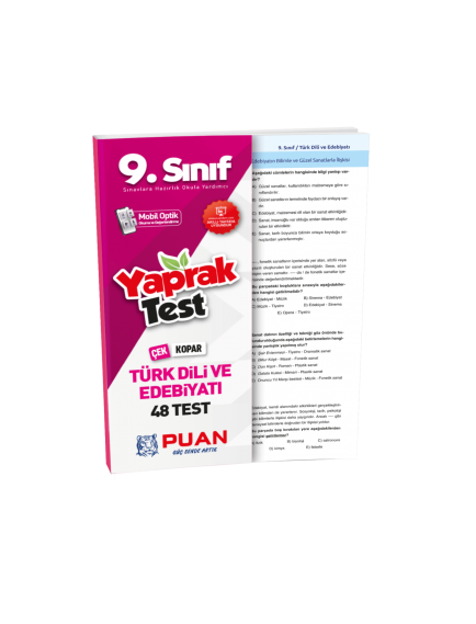 Puan Yayınları 9. Sınıf Türk Dili ve Edebiyatı Çek Kopar Test