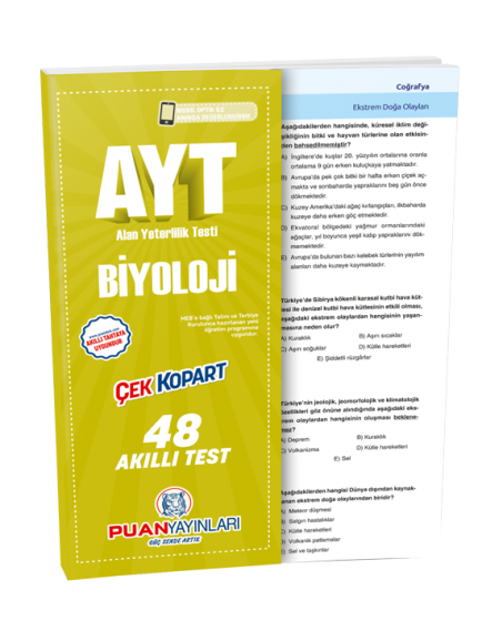 Puan Yayınları Ayt Biyoloji Çek Kopart Test