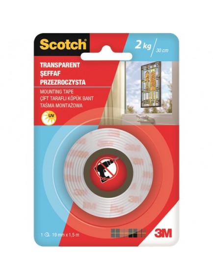 Scotch Şeffaf 19Mm X 1,5M Çift Taraflı Bant 4004