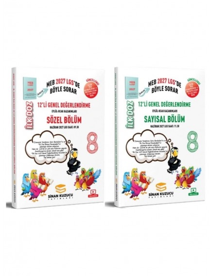 Sinan Kuzucu Yayınları 8. Sınıf İlk Doz 12'Li Sayısal Sözel Genel Değerlendirme Sınavları  