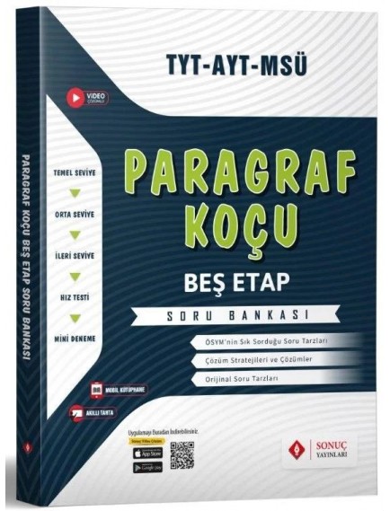 Sonuç Yayınları Tyt Ayt Msü Paragraf Koçu Beş Etap Soru Bankası