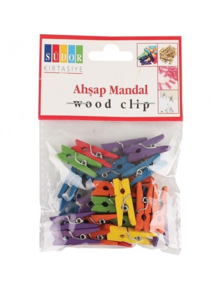 Südor Ahşap Mandal Büyük 3,5 Cm. Renkli 25Li Bs130
