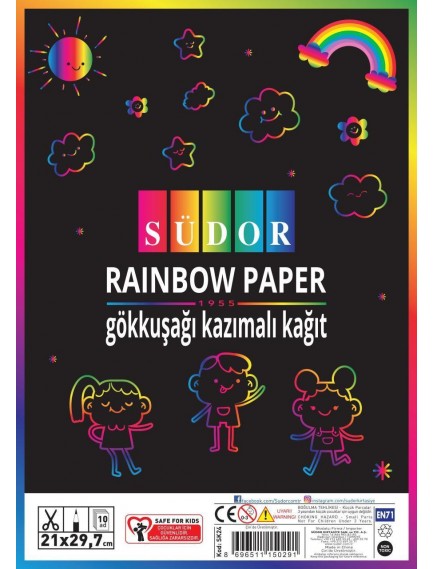 Südor Gökkuşağı Kazımalı A4 Kağıt Sk24
