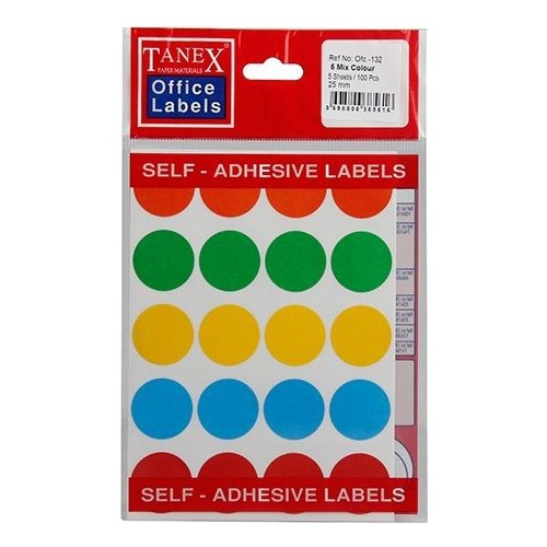Tanex 5'Li Mix Color Ofis Etiketi Ofc-132
