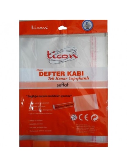 Ticon 10'Lu Şeffaf Hazır Yapışkanlı Defter Kabı 193513