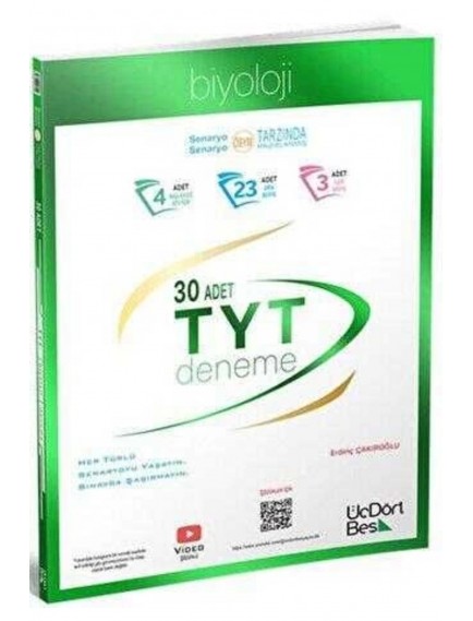 Üçdörtbeş Yayınları Tyt Biyoloji 30 Deneme