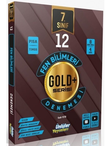 Ünlüler Yayınları 7. Sınıf Fen Bilimleri Gold Serisi 12 Deneme