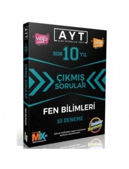 Ünlüler Yayınları Ayt Fen Bilimleri Son 10 Yıl Çıkmış Sorular 10 Deneme