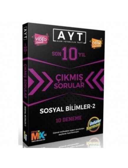Ünlüler Yayınları Ayt Sosyal Bilimleri 2 Son 10 Yıl Çıkmış Sorular 10 Deneme