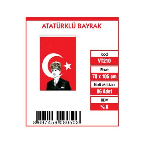 Vatan Bayrak 70 X 105 Cm Atatürklü Bayrak Vt210