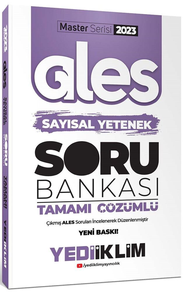Yediiklim Yayınları Ales Master Serisi Sayısal Yetenek Tamamı Çözümlü Soru Bankası 