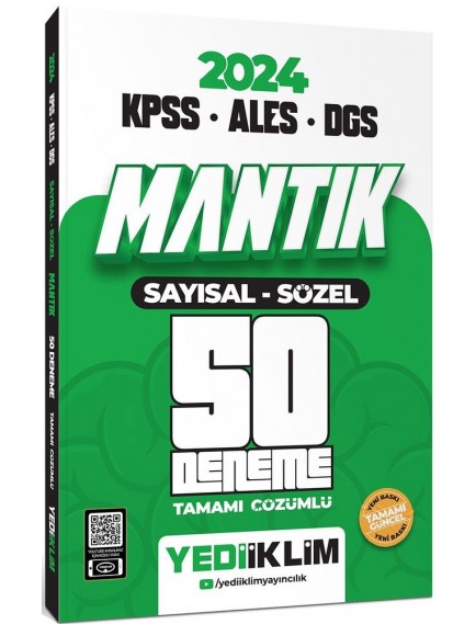 Yediiklim Yayınları Kpss-Ales-Dgs Mantık Sayısal Sözel Tamamı Çözümlü 50 Deneme 
