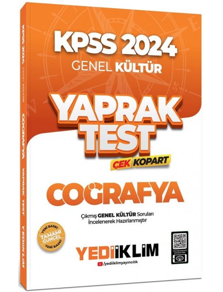 Yediiklim Yayınları Kpss Genel Kültür Coğrafya Çek Kopart Yaprak Test 