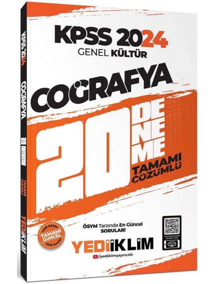 Yediiklim Yayınları Kpss Genel Kültür Coğrafya Tamamı Çözümlü 20 Deneme 