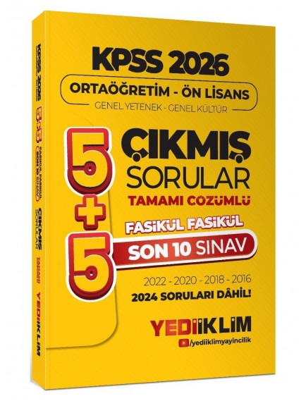 Yediiklim Yayınları Kpss Genel Kültür-Genel Yetenek Önlisans Çıkmış Sorular 2026