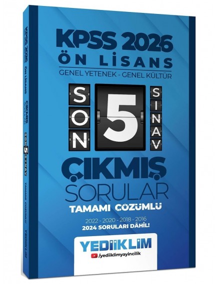 Yediiklim Yayınları Kpss Genel Kültür-Genel Yetenek Önlisans Son 5 Yıl Çıkmış Sorular 2026