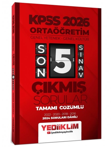 Yediiklim Yayınları Kpss Genel Kültür-Genel Yetenek Ortaöğretim Son 5 Sınav Çıkmış Sorular 2026