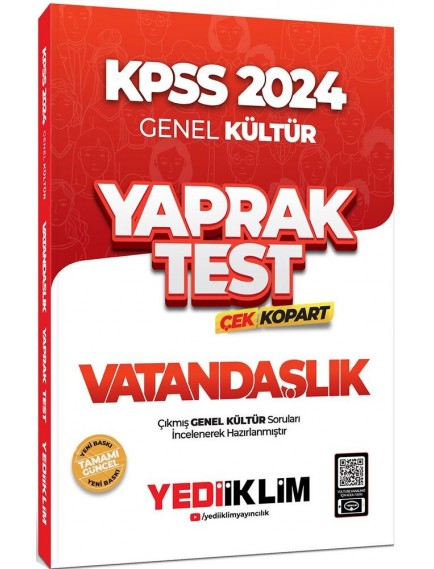 Yediiklim Yayınları Kpss Genel Kültür Vatandaşlık Çek Kopart Yaprak Test 