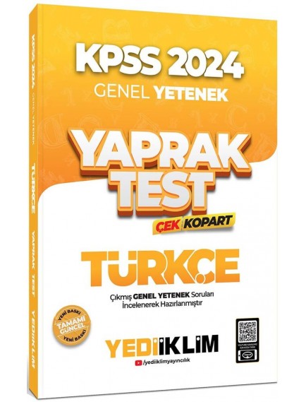 Yediiklim Yayınları Kpss Genel Yetenek Türkçe Çek Kopart Yaprak Test 