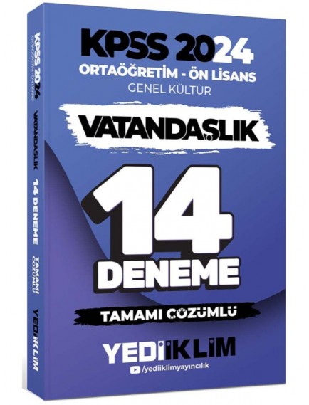 Yediiklim Yayınları Kpss Önlisans Genel Kültür Vatandaşlık 14 Deneme 