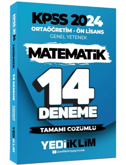 Yediiklim Yayınları Kpss Ortaöğretim Ön Lisans Genel Yetenek Matematik 14 Deneme Tamamı Çözümlü 