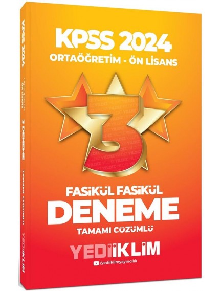 Yediiklim Yayınları Kpss Ortaöğretim Önlisans Fasikül Fasikül Tamamı Çözümlü 3 Deneme 