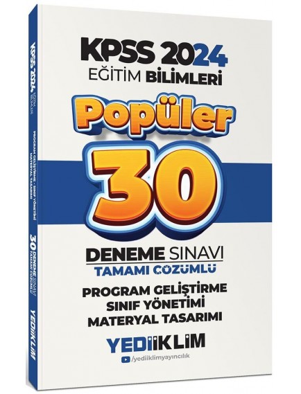 Yediiklim Yayınları Kpss Program Geliştirme Sınıf Yönetimi Materyal Tasarımı Popüler Tamamı Çözümlü 30 Deneme 
