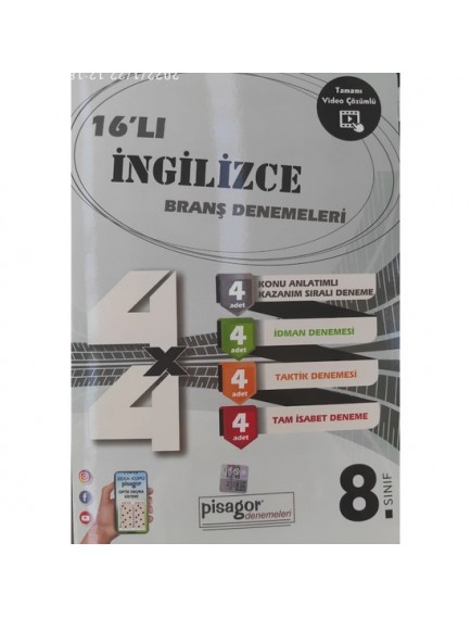 Zeka Küpü Yayınları 8.Sınıf İngilizce Pisagor 16'lı Branş Denemeleri